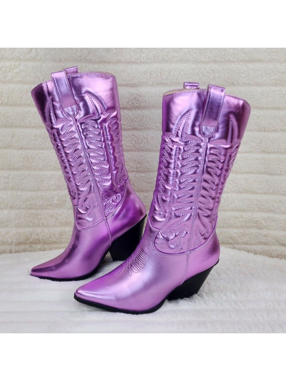 Disco Cowboy Metallic Lilac Purple Western Cowgirl Boots New - Picture 3 of 9